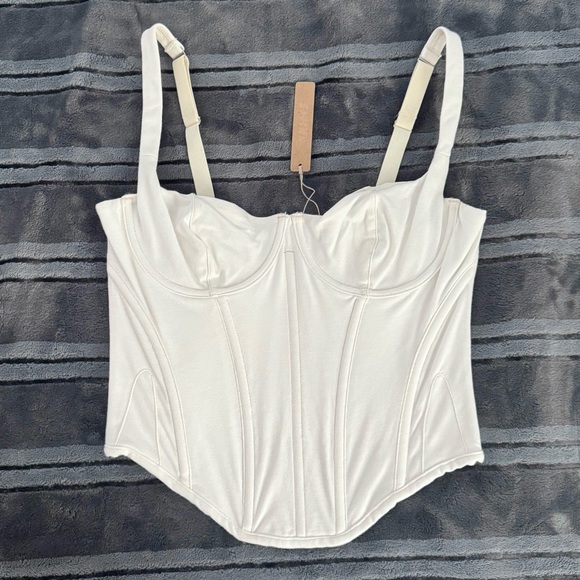 Skims Cotton Corset Top - Marble - Picture 2 of 5